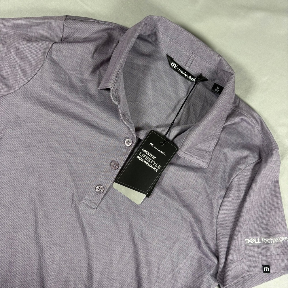 TravisMathew Oceanside Heather Polo Shirt Womens Medium Purple Sage Dell NEW - Picture 1 of 9